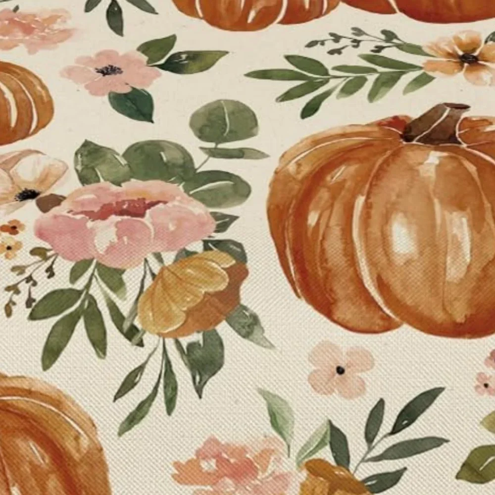 Pumpkin Table Runner Decorative Cloth Floral Decor Fall Decoration Thanksgiving